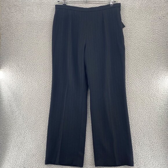 Le Suit Pants Womens 18 Plus Black Red Pinstripe Wide Leg Office Work Career NWT - Picture 1 of 11